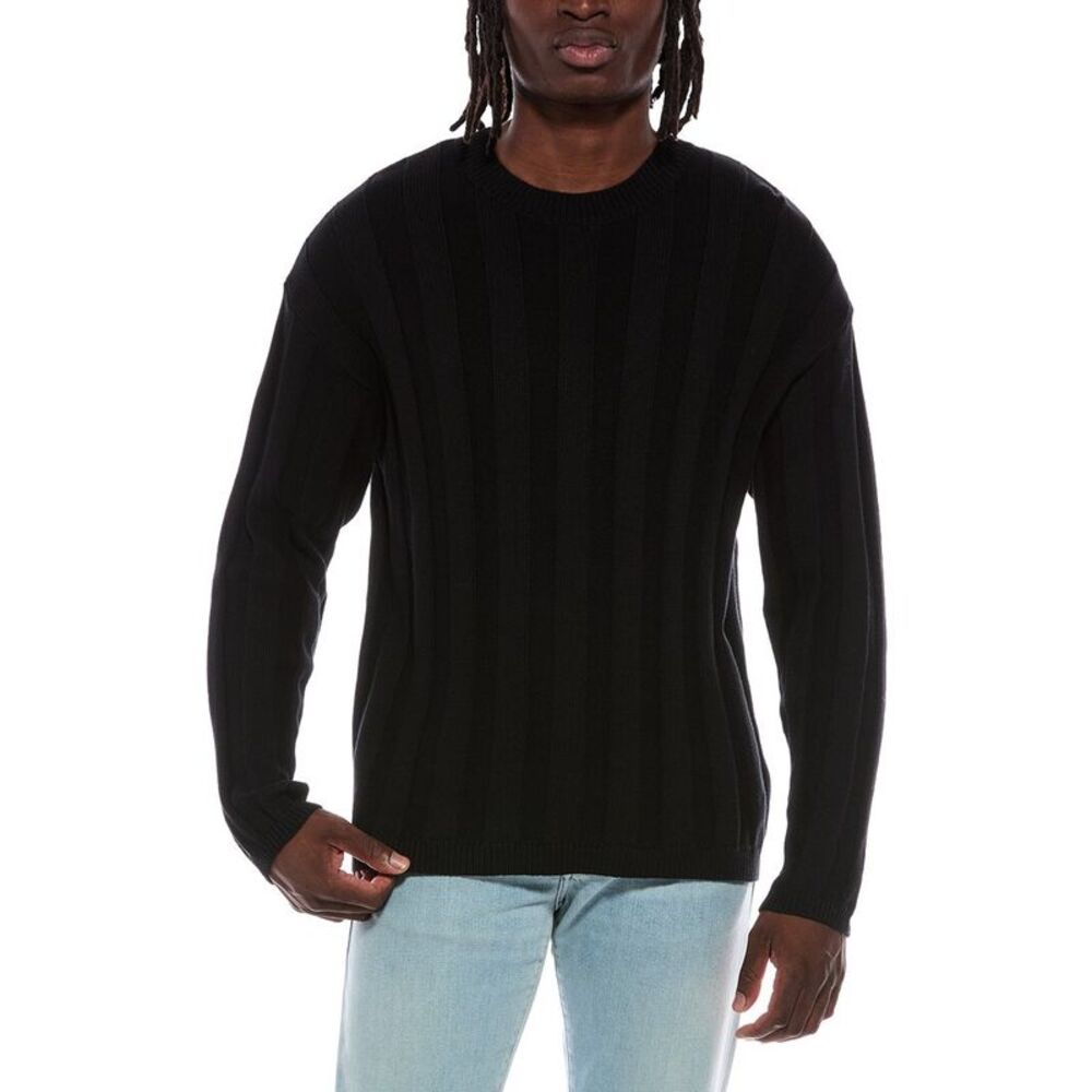 Helmut Lang Mens Wide Rib Crewneck Sweater, Black